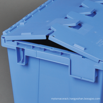 High quality plastic storage boxes hinge lids flat nesting containers